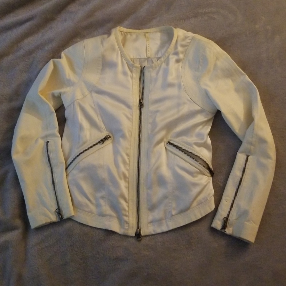 Truth and Pride Leather/Silk White Jacket